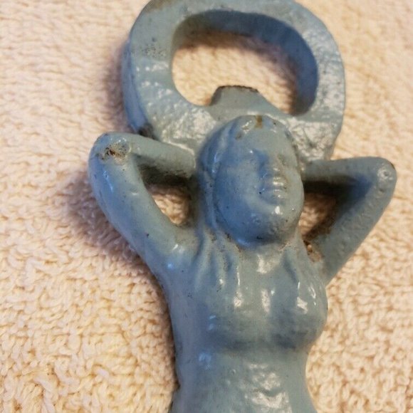 Mermaid Bottle Opener Metal Cast Iron Blue - Picture 2 of 9